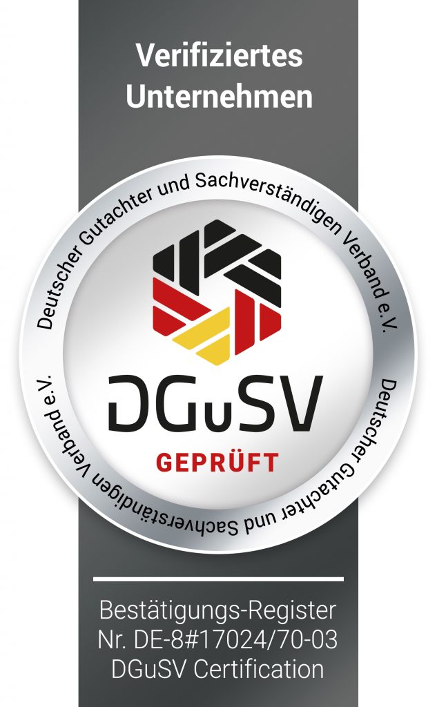 Verifiziertes Unternehmen – geprüfter Kfz Gutachter Offenbach am Main, zertifiziert durch DGuSV Deutscher Gutachter- und Sachverständigen Verband e.V.